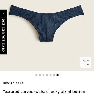 NWT. J. Crew. Textured curved-waist bikini bottom